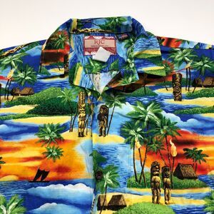 RJC Hawaii Medium Hawaiian Camp Aloha Button Short Sleeve Pocket Collared Shirt